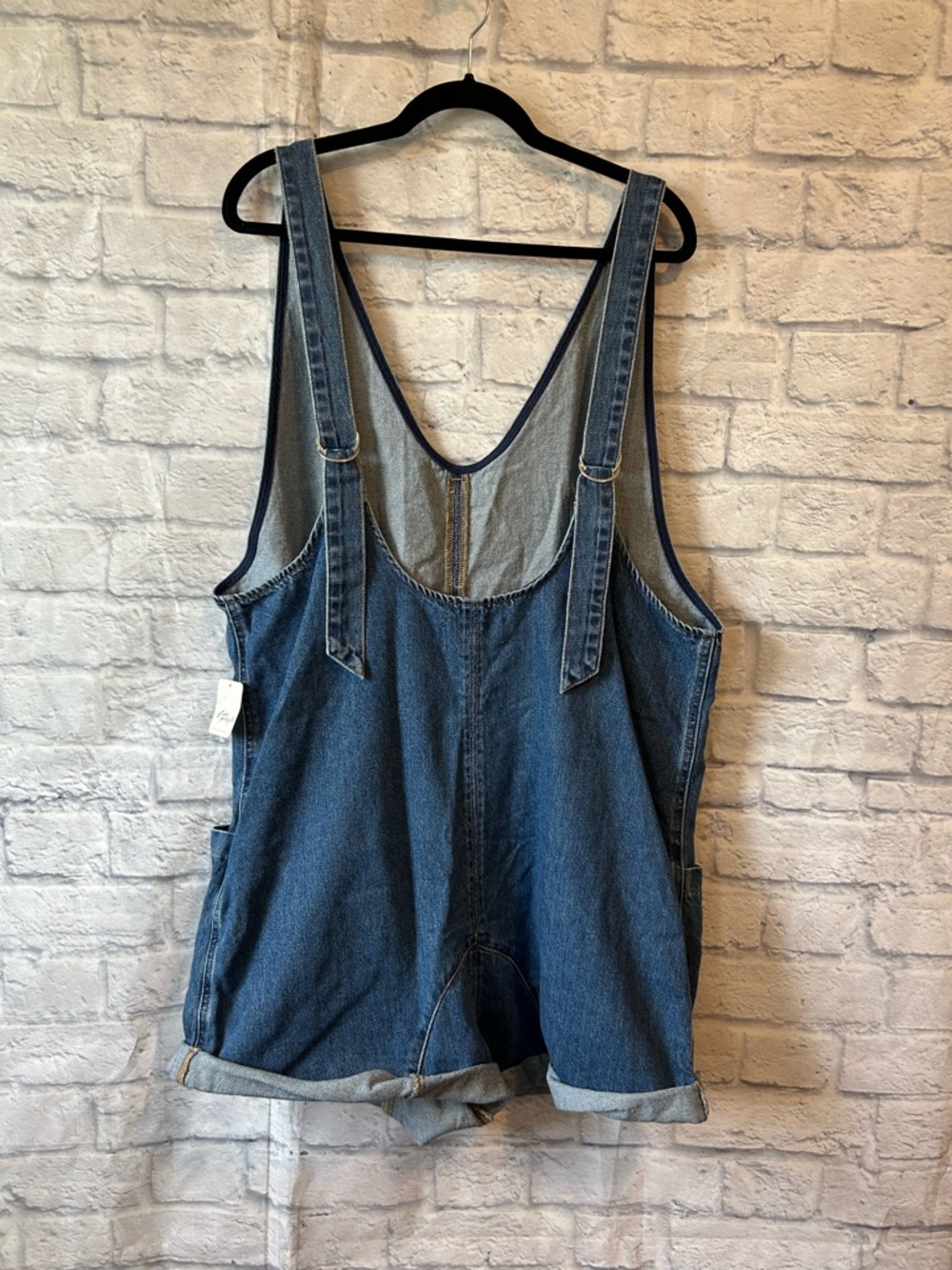 NWT Free People We The Free Highroller Shortall, blue denim, size large - Picture 4 of 8